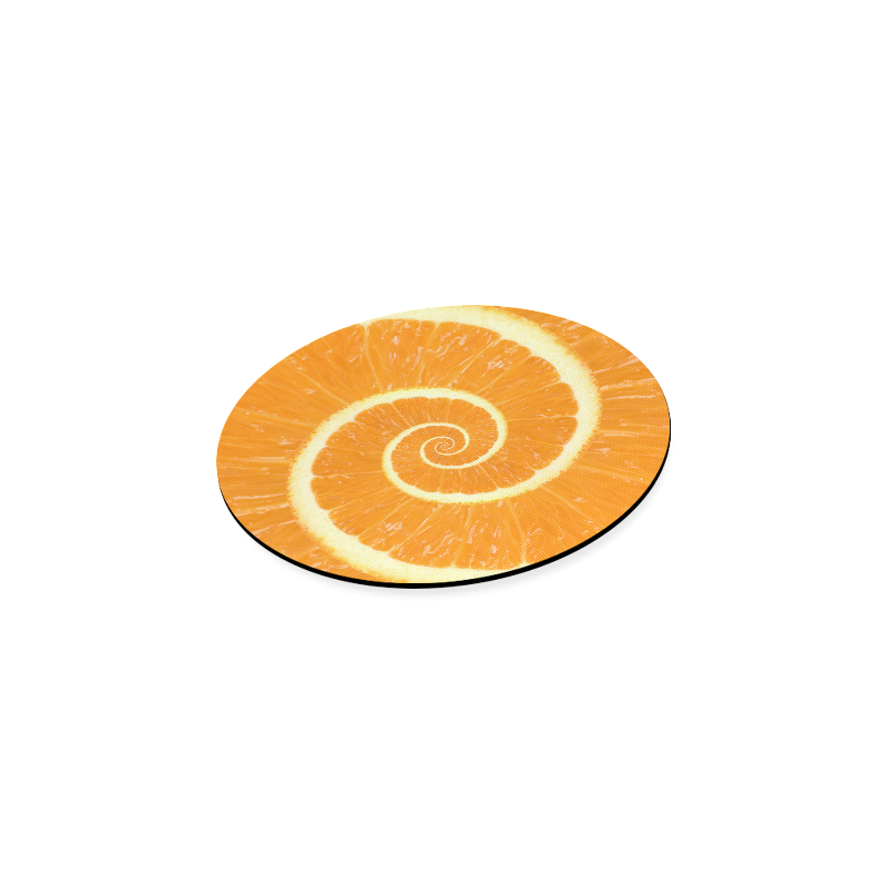 Spiral Citrus Orange Droste Round Coaster