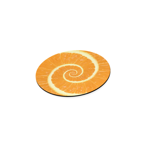 Spiral Citrus Orange Droste Round Coaster