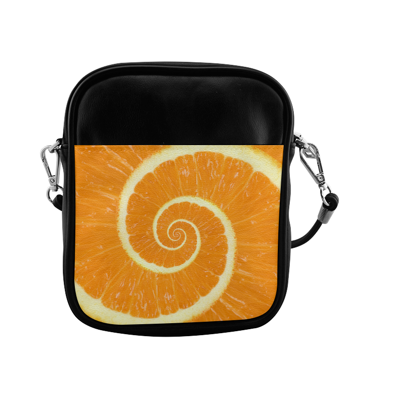 Spiral Citrus Orange Droste Sling Bag (Model 1627)