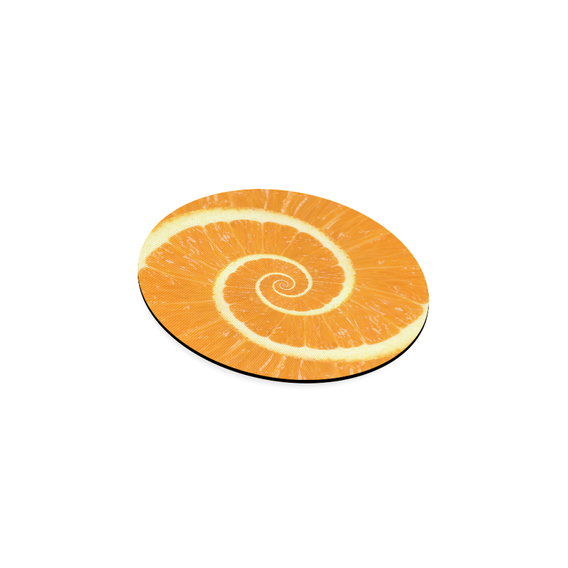 Spiral Citrus Orange Droste Round Coaster