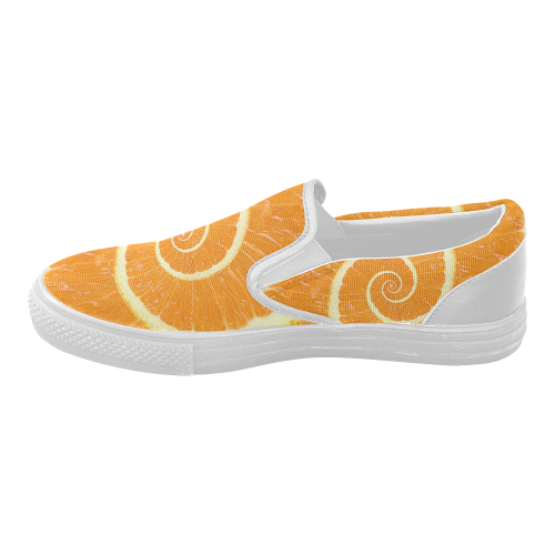 Spiral Citrus Orange Droste Women's Slip-on Canvas Shoes (Model 019)