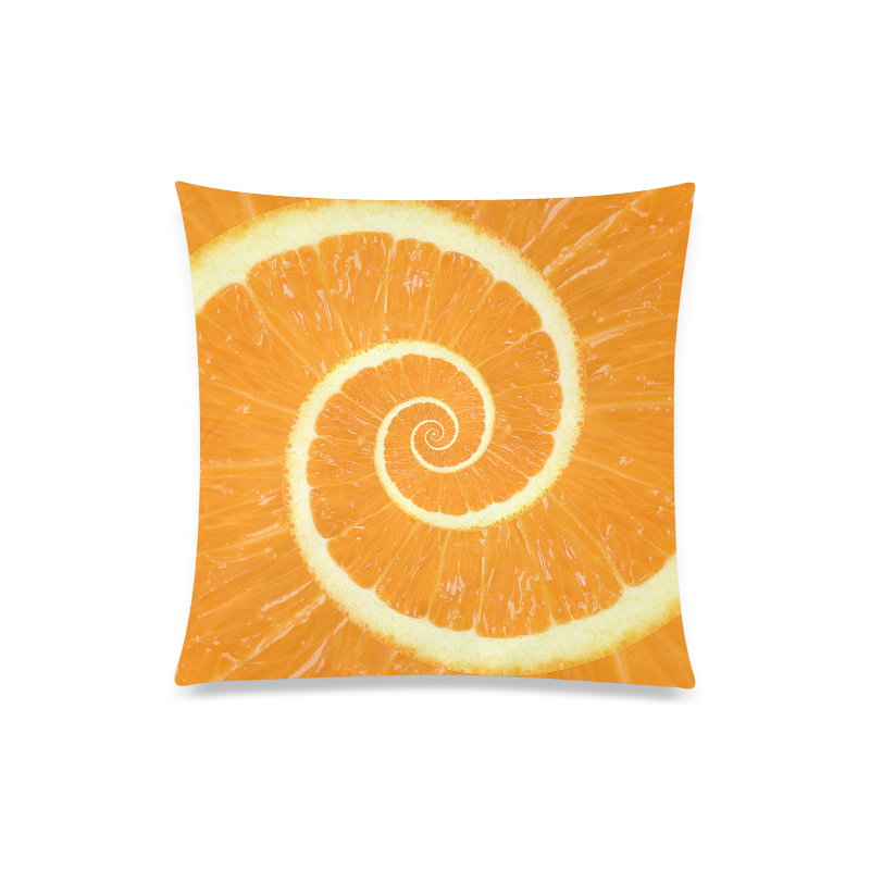 Spiral Citrus Orange Droste Custom Zippered Pillow Case 20"x20"(Twin Sides)