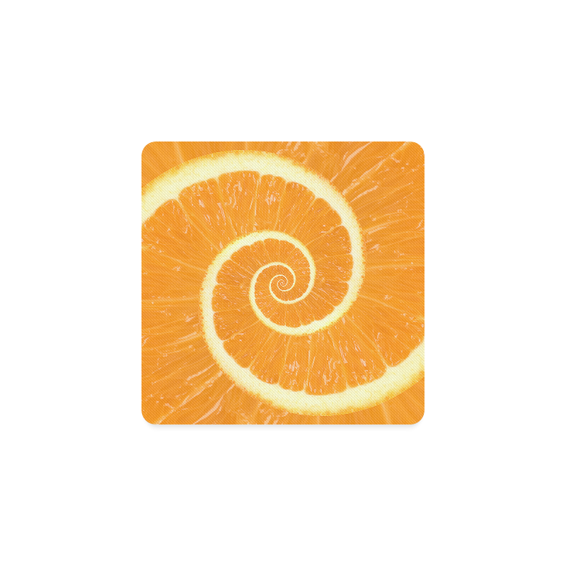 Spiral Citrus Orange Droste Square Coaster