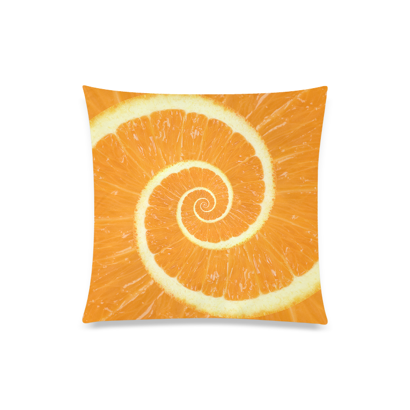 Spiral Citrus Orange Droste Custom Zippered Pillow Case 20"x20"(One Side)