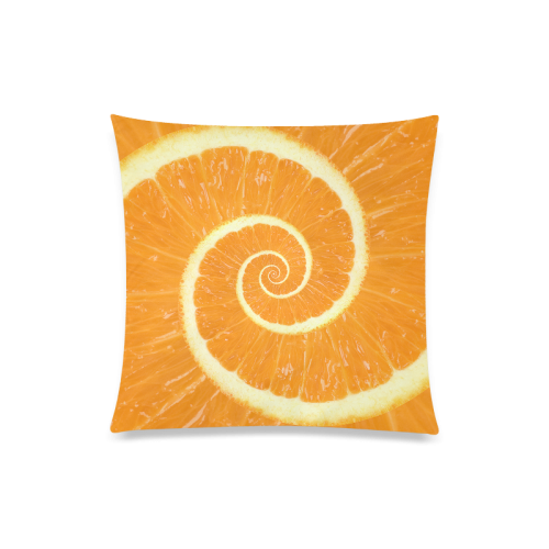 Spiral Citrus Orange Droste Custom Zippered Pillow Case 20"x20"(One Side)