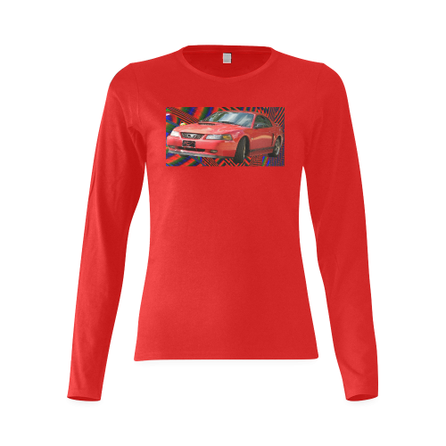 RED MUSTANG GT 03 RED SERIES (340) Sunny Women's T-shirt (long-sleeve) (Model T07)