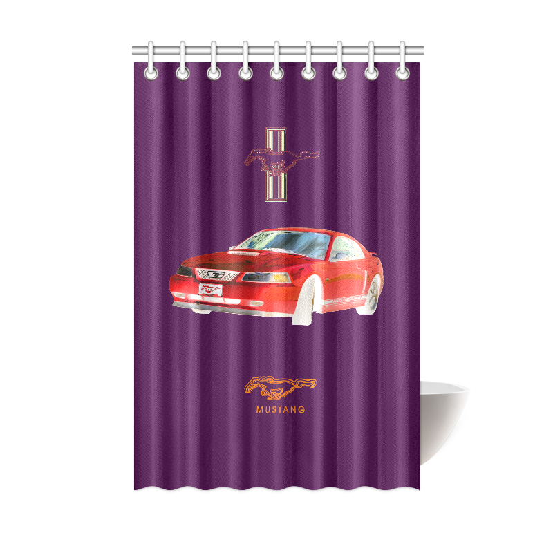 MUSTANG GT CHROME RED Shower Curtain 48"x72"