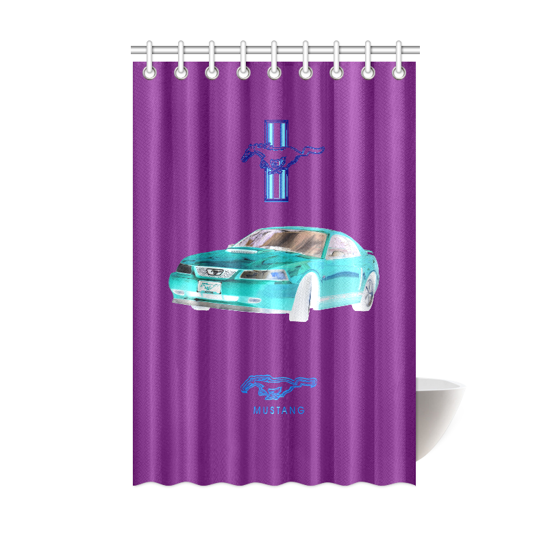 MUSTANG GT CHROME BLUE Shower Curtain 48"x72"