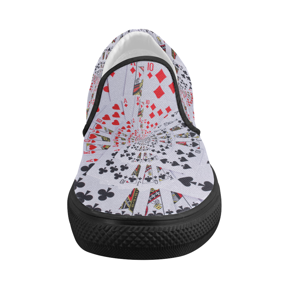 Poker Royal Flush All Suits Droste Spiral Women's Slip-on Canvas Shoes (Model 019)