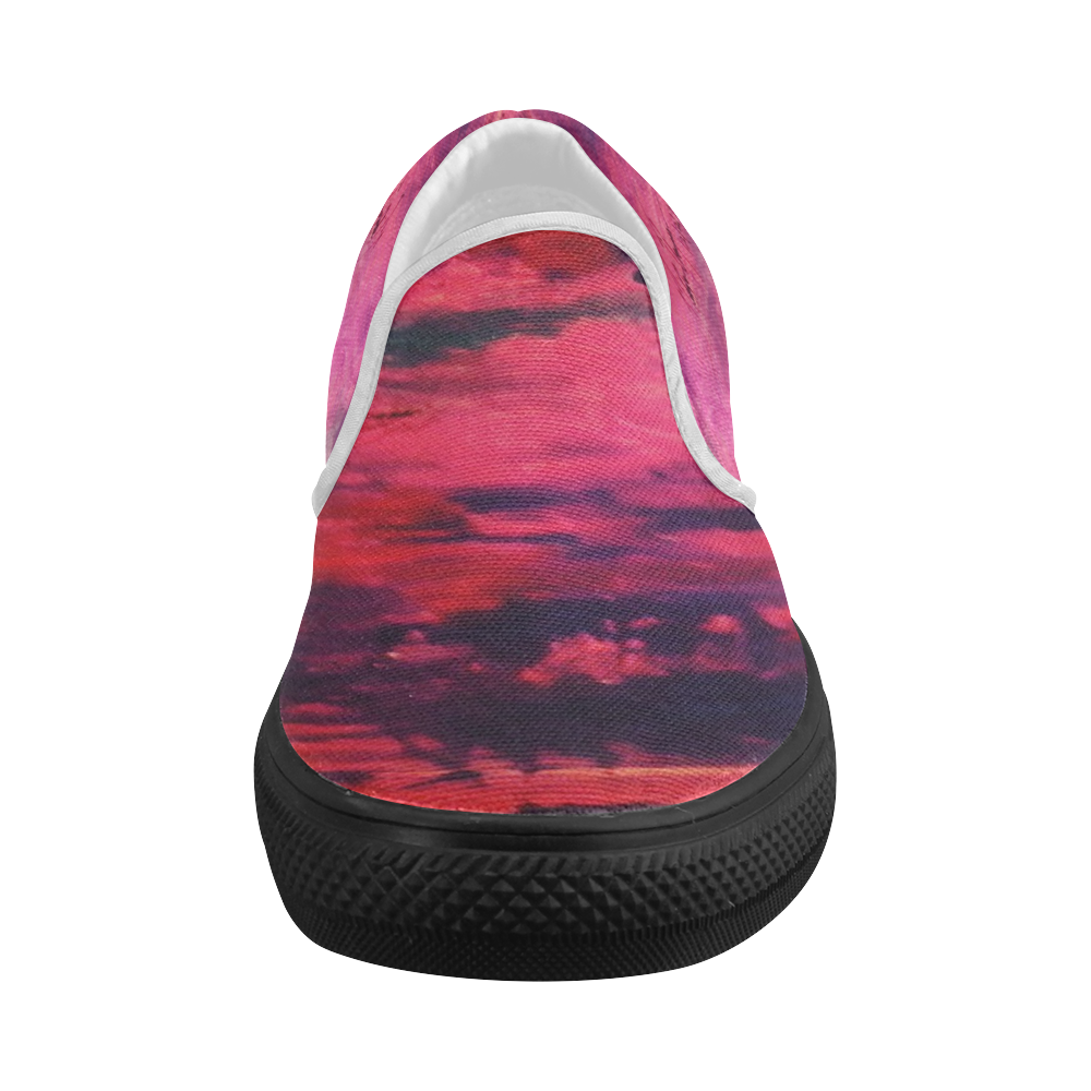 Pink Sunset Love Women's Slip-on Canvas Shoes (Model 019)