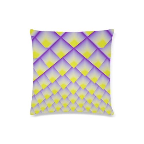 Yellow and Purple 3D Pyramids Pattern Custom Zippered Pillow Case 16"x16"(Twin Sides)