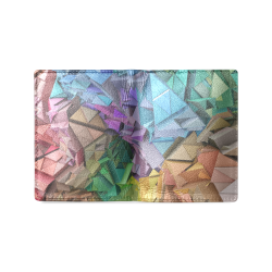Colorful Abstract 3D Low Poly Geometric Men's Leather Wallet (Model 1612)