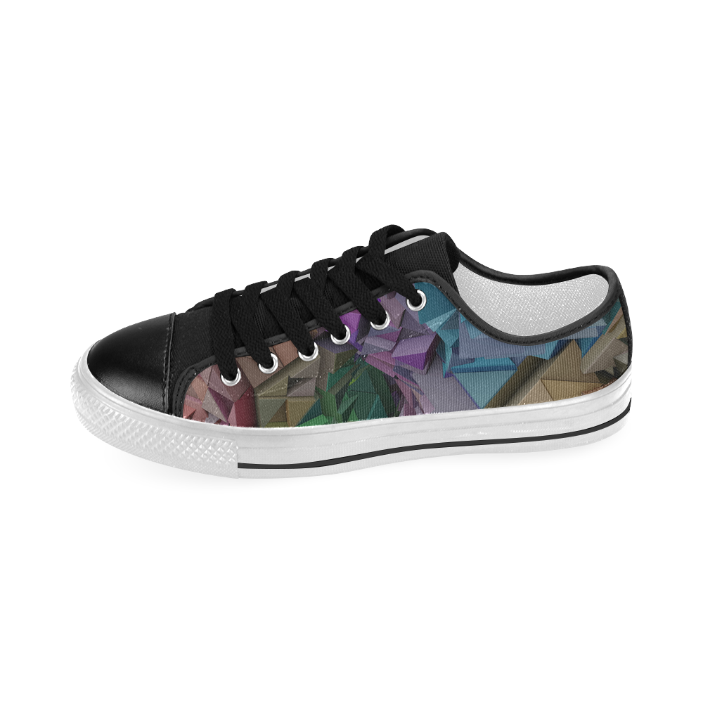 Colorful Abstract 3D Low Poly Geometric Women's Classic Canvas Shoes (Model 018)