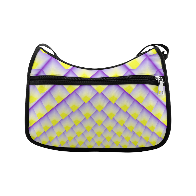 Yellow and Purple 3D Pyramids Pattern Crossbody Bags (Model 1616)