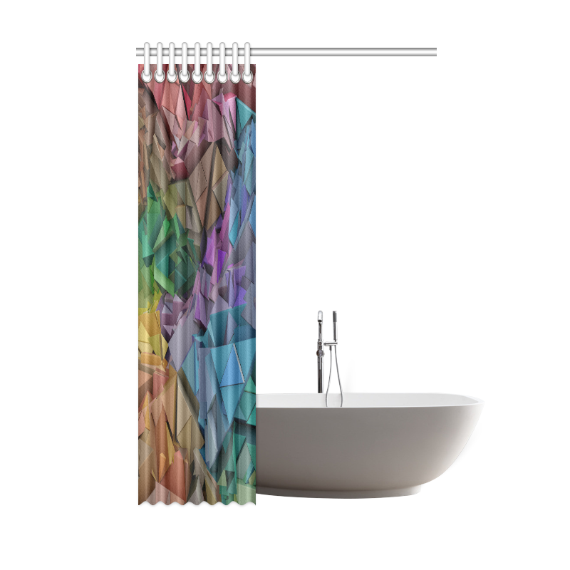 Colorful Abstract 3D Low Poly Geometric Shower Curtain 48"x72"