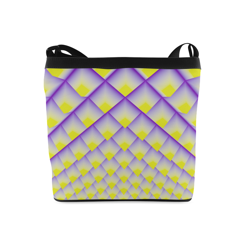 Yellow and Purple 3D Pyramids Pattern Crossbody Bags (Model 1613)