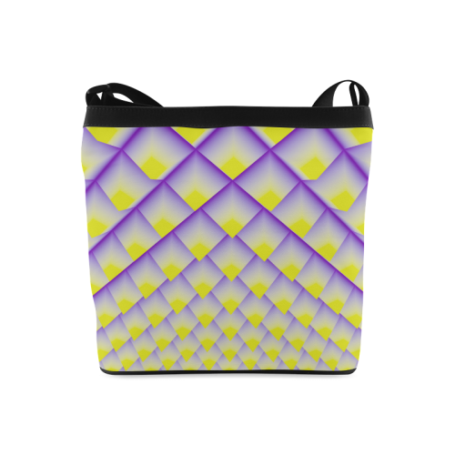 Yellow and Purple 3D Pyramids Pattern Crossbody Bags (Model 1613)