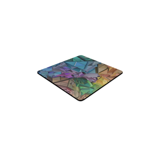 Colorful Abstract 3D Low Poly Geometric Square Coaster