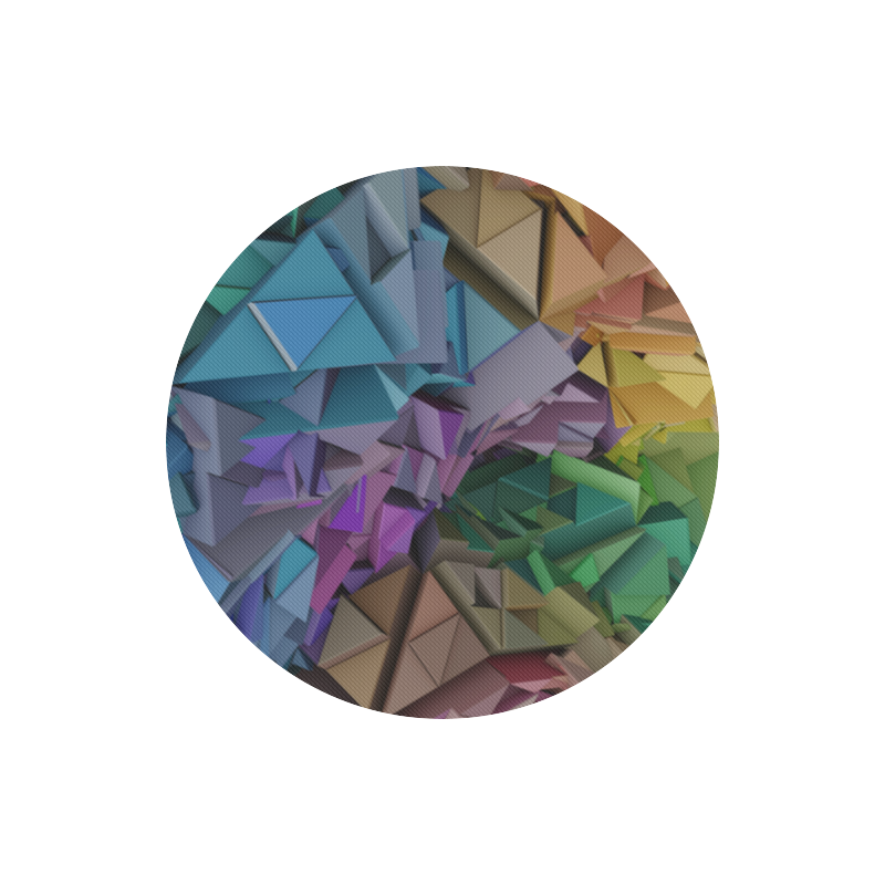 Colorful Abstract 3D Low Poly Geometric Round Mousepad