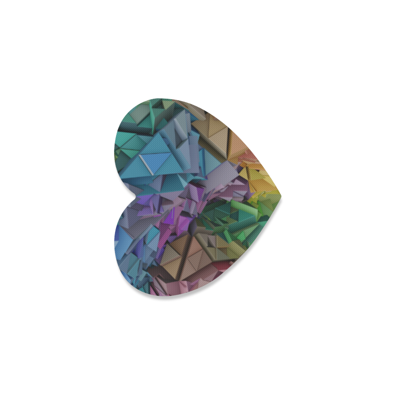 Colorful Abstract 3D Low Poly Geometric Heart Coaster