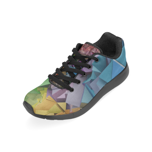 Colorful Abstract 3D Low Poly Geometric Women’s Running Shoes (Model 020)