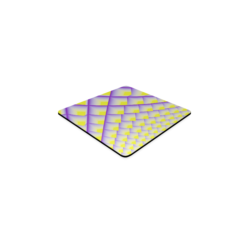 Yellow and Purple 3D Pyramids Pattern Square Coaster