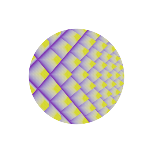 Yellow and Purple 3D Pyramids Pattern Round Mousepad