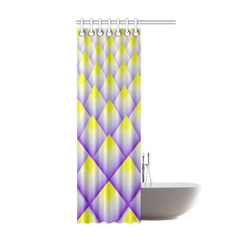 Yellow and Purple 3D Pyramids Pattern Shower Curtain 36"x72"