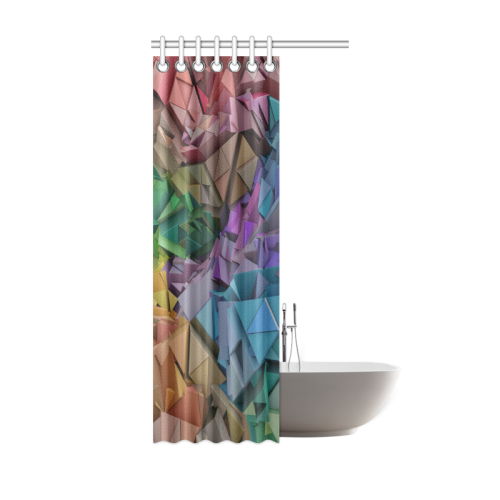 Colorful Abstract 3D Low Poly Geometric Shower Curtain 36"x72"