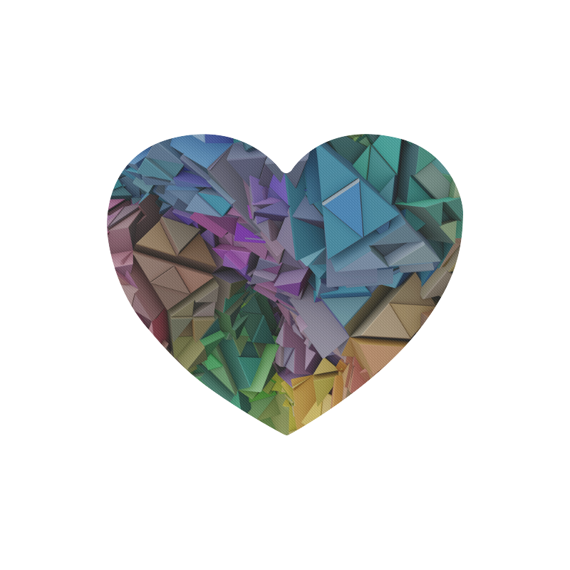Colorful Abstract 3D Low Poly Geometric Heart-shaped Mousepad