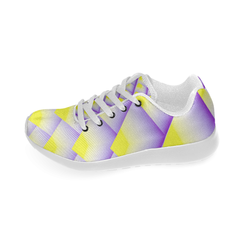 Yellow and Purple 3D Pyramids Pattern Men’s Running Shoes (Model 020)