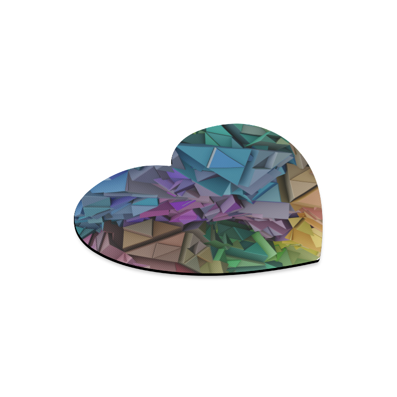 Colorful Abstract 3D Low Poly Geometric Heart-shaped Mousepad