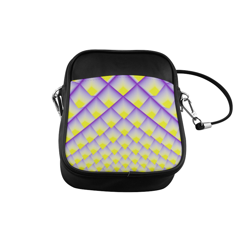 Yellow and Purple 3D Pyramids Pattern Sling Bag (Model 1627)