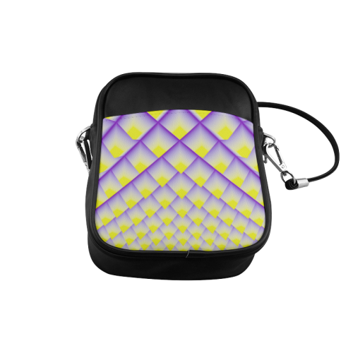 Yellow and Purple 3D Pyramids Pattern Sling Bag (Model 1627)