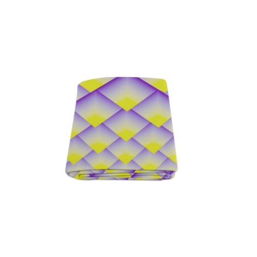 Yellow and Purple 3D Pyramids Pattern Blanket 40"x50"