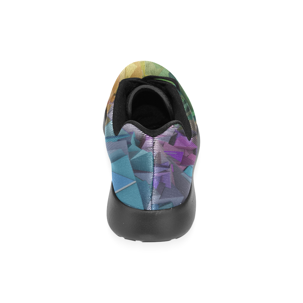 Colorful Abstract 3D Low Poly Geometric Men’s Running Shoes (Model 020)