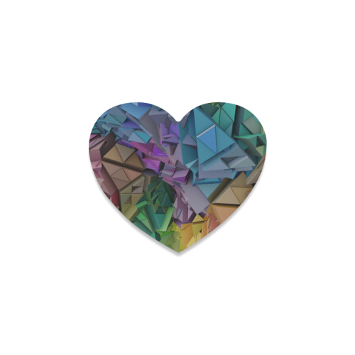 Colorful Abstract 3D Low Poly Geometric Heart Coaster