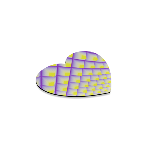 Yellow and Purple 3D Pyramids Pattern Heart Coaster