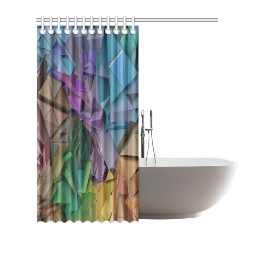 Colorful Abstract 3D Low Poly Geometric Shower Curtain 66"x72"