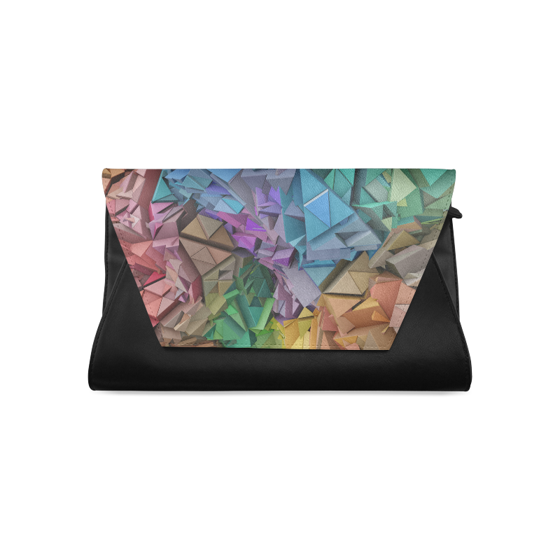 Colorful Abstract 3D Low Poly Geometric Clutch Bag (Model 1630)