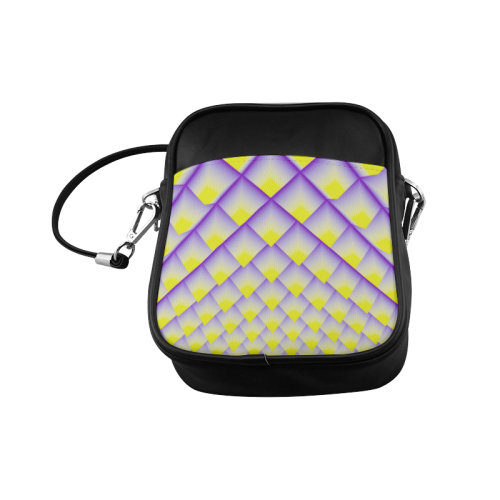 Yellow and Purple 3D Pyramids Pattern Sling Bag (Model 1627)