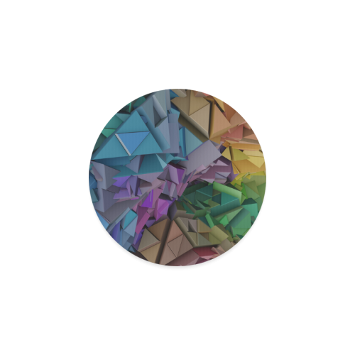 Colorful Abstract 3D Low Poly Geometric Round Coaster