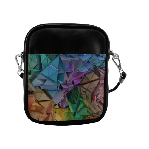 Colorful Abstract 3D Low Poly Geometric Sling Bag (Model 1627)