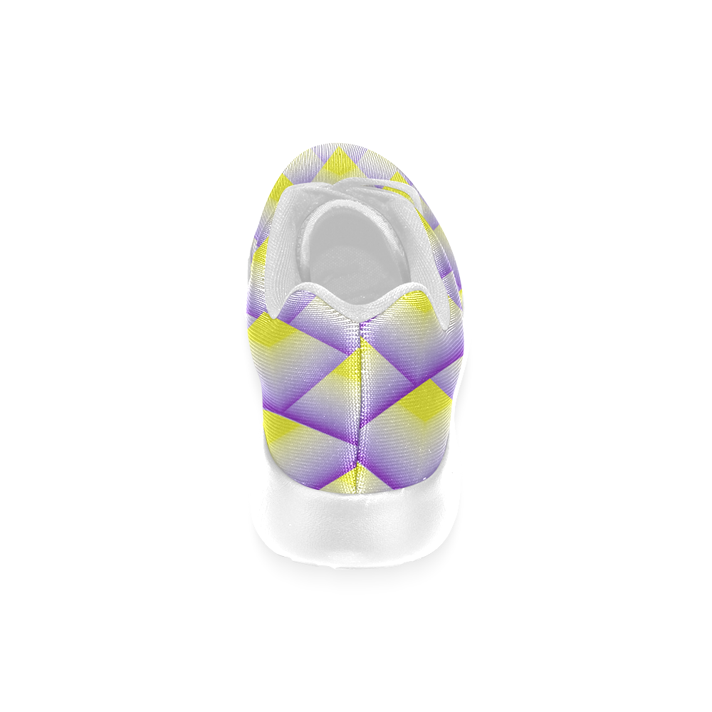 Yellow and Purple 3D Pyramids Pattern Men’s Running Shoes (Model 020)