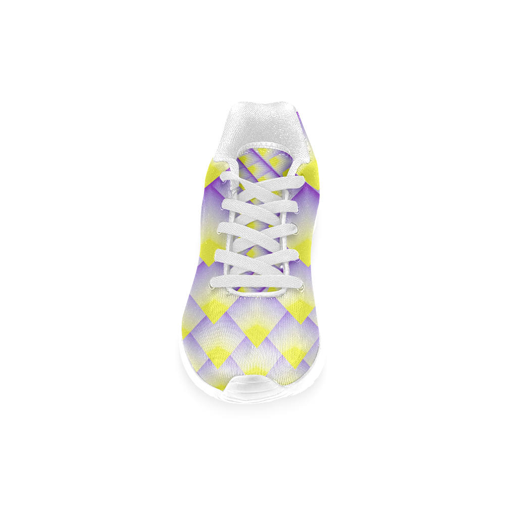 Yellow and Purple 3D Pyramids Pattern Men’s Running Shoes (Model 020)