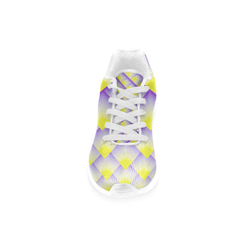 Yellow and Purple 3D Pyramids Pattern Men’s Running Shoes (Model 020)