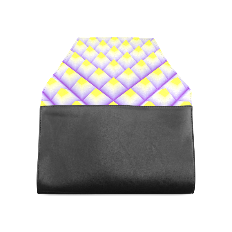 Yellow and Purple 3D Pyramids Pattern Clutch Bag (Model 1630)