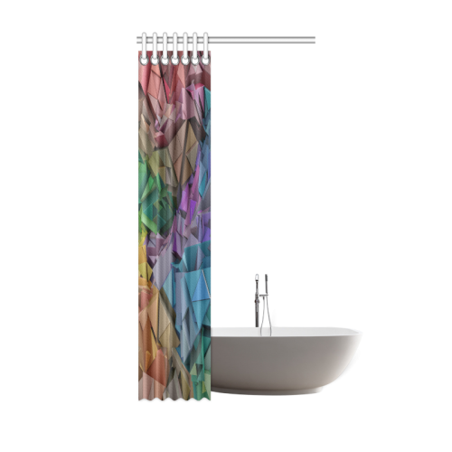 Colorful Abstract 3D Low Poly Geometric Shower Curtain 36"x72"