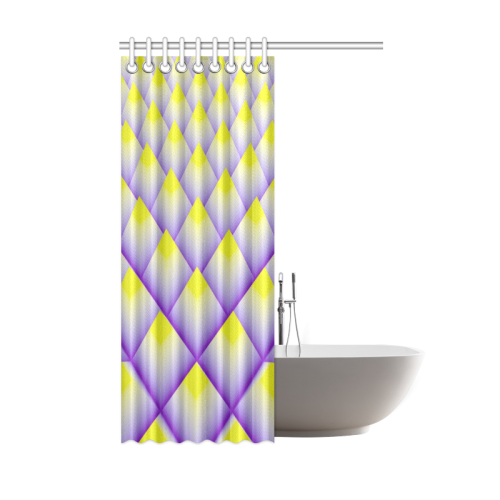 Yellow and Purple 3D Pyramids Pattern Shower Curtain 48"x72"