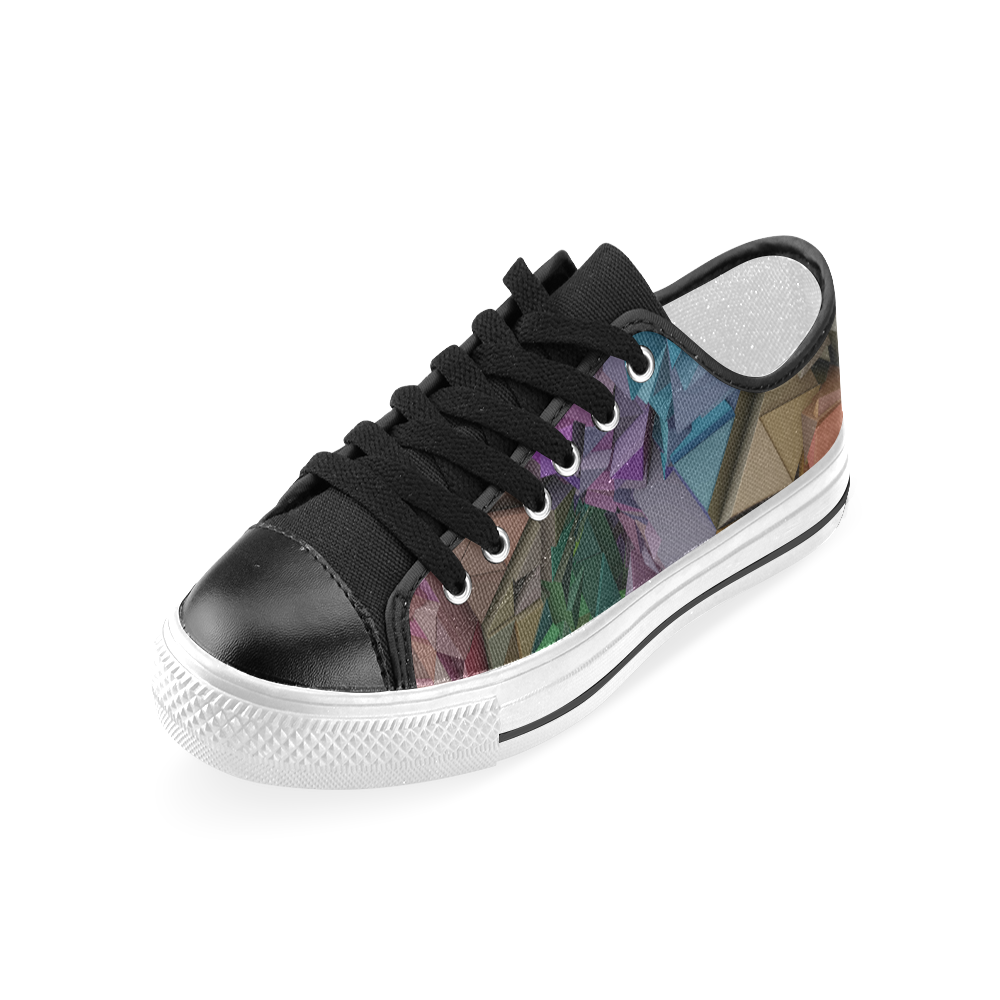 Colorful Abstract 3D Low Poly Geometric Women's Classic Canvas Shoes (Model 018)